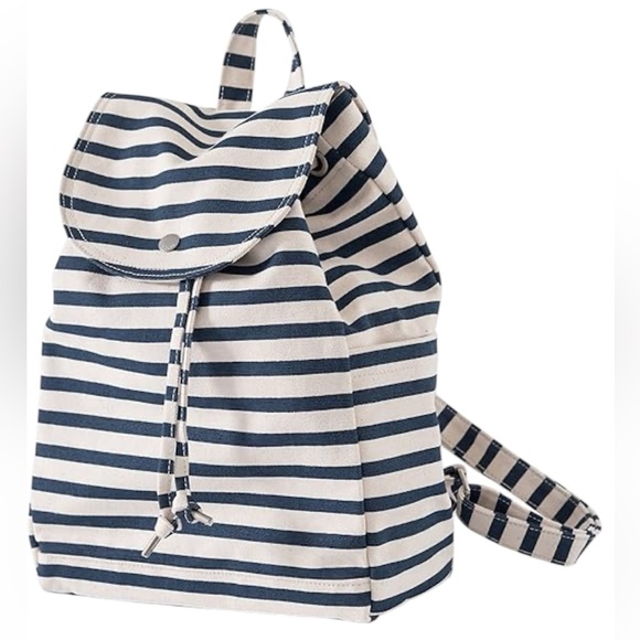 BAGGU Handbags - ☀️SUMMER SALE☀️BAGGU Unisex Navy & White Stripe Drawstring Backpack